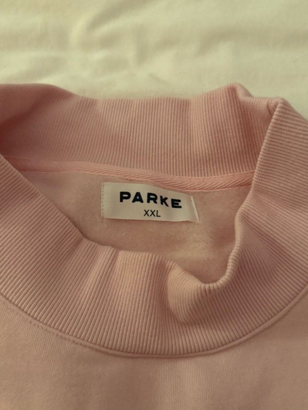 Parke Pink Mock Neck College Logo Sweatshirt - Picture 2 of 3